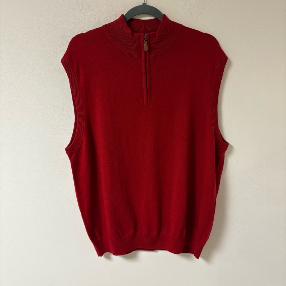 Vesi Sportswear Men's Red Half-Zip Sweater Vest Wool Blend Large NWT